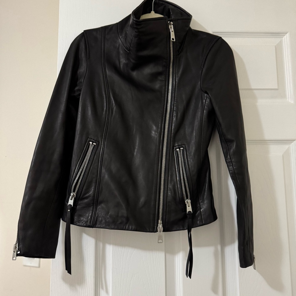 All saints Black Leather Jacket